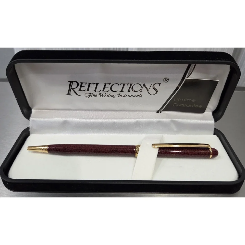 Vintage Reflections Fine Writing Instruments Brown  Pen In Case with initials VC